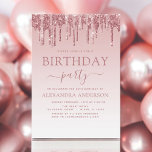 Convite Rosa Dourado brilho de brilho qualquer aniversário<br><div class="desc">Cor-de-rosa-reluzente - Rosa Dourada com brilho brilhante personalizado a qualquer Convite de aniversário etário. Este é o Convite Aniversário perfeito para uma Rosa moderna Dourada e brilhante Festa de aniversário Brilhante Brilhante Brilhante Brilhante. Entre em contato com o designer para encontrar itens personalizados correspondentes.</div>