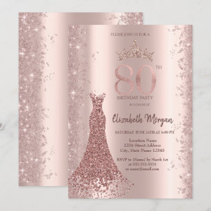 Convite Rosa Dourado Brilho Diamante Pó de Vestido Anivers