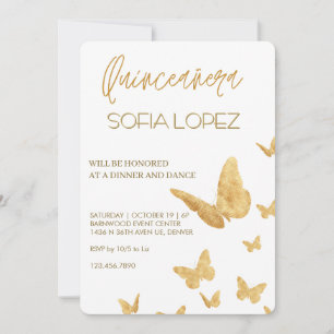 Convite Rosa Dourado Brilho Elegante Quinceañera 