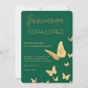 Convite Rosa Dourado Brilho Elegante Quinceañera