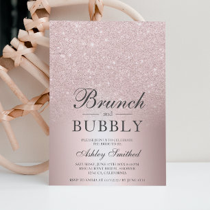 Convite Rosa dourado chá de panela de bubble de brunch