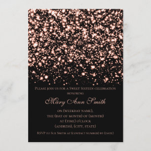 Convite Rosa Dourado Doce 16 Festa Meia-Noite