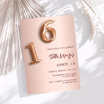 Convite Rosa dourado doce 16 luxo<br><div class="desc">Um convite moderno, na moda e glamouroso para uma festa de aniversário Doce 16, 16. Um fundo de gradiente rosa ouro. O nome é escrito com um moderno e escuro, rosa dourado, escrito com letra de estilo manuscrito. Personalize e adicione os detalhes da sua festa. O número 16 é escrito...</div>