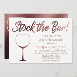 Convite Rosa Dourado e branco estoque o Chá dos Casais Bar