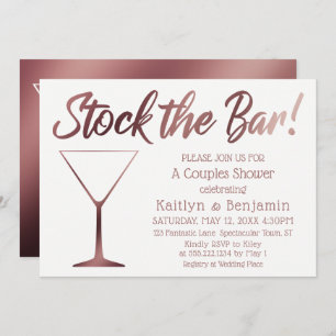 Convite Rosa Dourado e branco Estoque o Chá dos Casais do