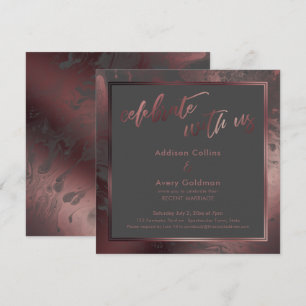 Convite Rosa Dourado e Mármore Cinza Escuro Celebre Conosc