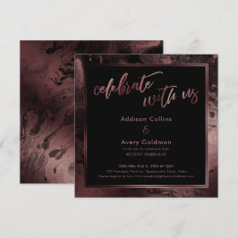 Convite Rosa Dourado e Mármore Preto Celebre Conosco