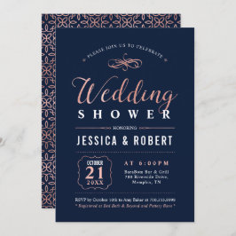 Convite Rosa Dourado e preto | Chá de casamento de Casais