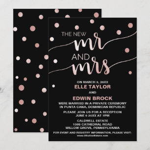 Convite Rosa Dourado e Preto   Recepção de Casamento Glamo