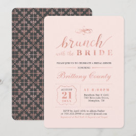 Convite Rosa Dourado e rosa | Bridal Brunch de Casamento E