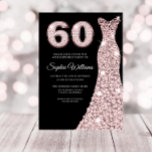 Convite Rosa Dourado Esfregão de Estirpe 60ª Festa de aniv<br><div class="desc">Rosa Dourado Sparkle Dress Blush 60ª Variações de Convite de aniversário para o convite e itens correspondentes na nossa loja</div>