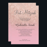 Convite Rosa dourado falso brilho rosa pálido Bat Mitzvah<br><div class="desc">Um convite moderno,  original e simples,  falho rosa,  ombre Bat Mitzvah,  sobre um fundo cor-de-rosa pálido,  totalmente personalizável</div>