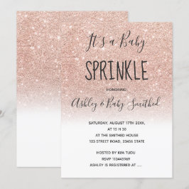 Convite Rosa dourado falso cintilador branco aspersão de b