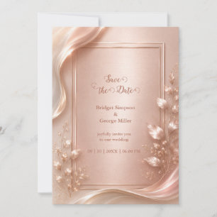 Convite Rosa Dourado Floral Luxo Casamento Brilho Metálico