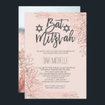 Convite Rosa dourado - foto cor-de-rosa do Bat Mitzvah<br><div class="desc">Rosa dourado,  cor-de-rosa,  cor-de-rosa,  Bat Mitzvah,  convite de festas de fotografia.</div>