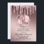 Convite Rosa Dourado Glitter Drips 40th Surprise Birthday<br><div class="desc">Um elegante 40 e fab 40º convite de aniversário surpresa em um martelo metálico-ombre rosa dourado com gotas de brilho e tipografia de nome de script com rosa dançarina e calçados dançarinos de salto alto brilhando, florais e uma corda de pérolas integradas ao design e tipo. Um convite exclusivo para...</div>