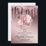 Convite Rosa Dourado Glitter Drips 50th Birthday<br><div class="desc">Um elegante convite de aniversário 50 e fab 50º em um martelo metálico ombre rosa-dourado com gotas de brilho e tipografia de nome de script com rosa e calçados dançarinos de salto alto e brilho, florais e uma corda de pérolas integradas ao design e tipo. Um convite exclusivo para na...</div>
