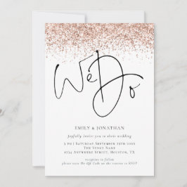 Convite Rosa Dourado Glitter Nós Fazemos QR Casamento