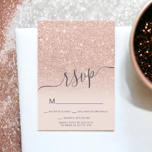 Convite Rosa dourado glitter ombre RSVP cor-de-rosa Sweet 
