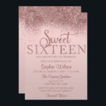 Convite Rosa Dourado Glitter Sparkle Sweet 16 Aniversário<br><div class="desc">Rosa Dourado Glitter Sparkle Sweet 16 Aniversário</div>