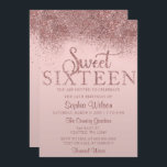 Convite Rosa Dourado Glitter Sparkle Sweet 16 Aniversário<br><div class="desc">Rosa Dourado Glitter Sparkle Sweet 16 Aniversário</div>