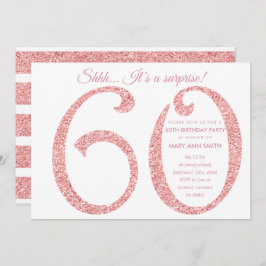 Convite Rosa Dourado Glitter Surpresa 60º Aniversário