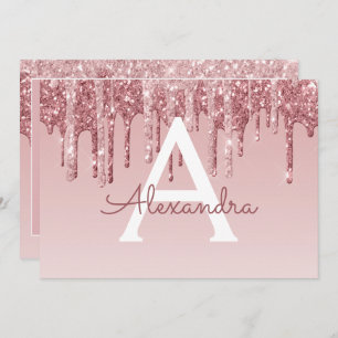 Convite Rosa Dourado Glitter Sweet 16 Salve a data