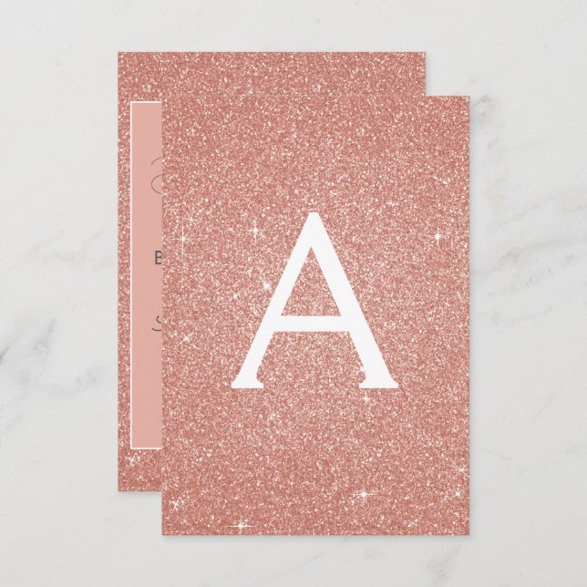 Convite Rosa Dourado Glitter Sweet 16 Salve a data (Frente/Verso)