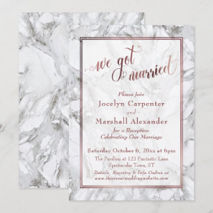 Convite Rosa Dourado Marble Nos Casamos Recepção