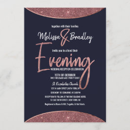 Convite Rosa Dourado Marinho Brilhante Circular Azul Noite