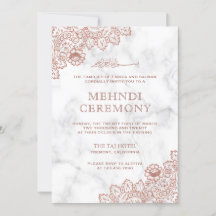 Rosa Dourado Mármore Branco Renda Islâmica Mehndi