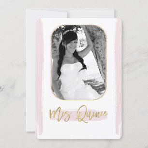 Convite Rosa Dourado Mis Quince Quinceañera Foto Imagem