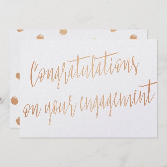 Convite rosa Dourado "Parabéns no seu noivado" (Frente/Verso)