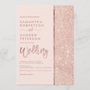 Convite Rosa dourado pastel cor-de-rosa bloco casamento
