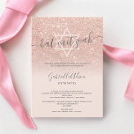 Convite Rosa dourado pincelado pincel taco-rosa mitzvah<br><div class="desc">Rosa dourado colar pastel blush roz escrita caligrafia tipografia Bat Mitzvah convite de festas .Perfeito para uma festa elegante moderna. Adicione seu nome hebraico.</div>