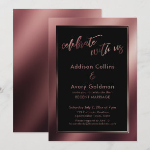 Convite Rosa Dourado & Preto Celebre Conosco