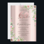 Convite Rosa Dourado,Rosa 60º Aniversário<br><div class="desc">Rosas elegantes em fundo rosa de ouro.</div>