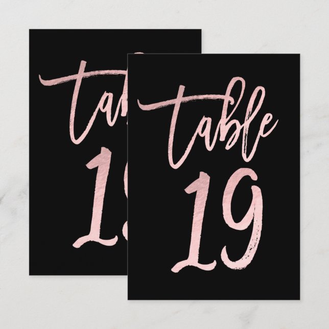 Convite Rosa Dourado Rosa Folha Moderno Rótulo de Mesa Núm (Frente/Verso)