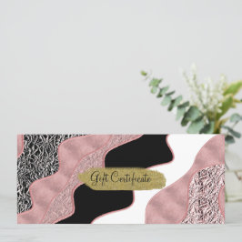 Convite Rosa Dourado Rosa Onda Abstrata Moderna Glamour Te