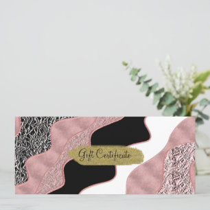 Convite Rosa Dourado Rosa Onda Abstrata Moderno Glamour Te
