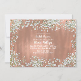 Convite Rosa Dourado Rubor Rosa Branco Bebê Respiração Nup