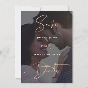 Convite Rosa Dourado Script Vellum Procure Foto para salva