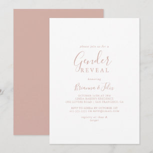 Convite Rosa, Dourado, Simple Minimalist Gender Reveed Par