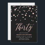 Convite Rosa Dourado, Simples, 30 aniversário de 30 anos<br><div class="desc">Celebre seu dia especial com este convite de festas mínimo de aniversário de 30 anos. Este design apresenta um script de na moda com letra "Trinta" com um confete em forma de hexágono com uma combinação de cores preto e rosa dourado. Há mais designs disponíveis no meu compro BaraBomDesign.</div>