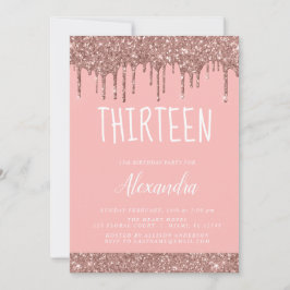 Convite Rosa Dourado Sparkle Glitter 13 Treze Aniversário