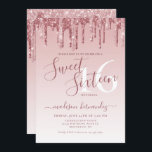 Convite Rosa Dourado Sparkle Glitter Doce Dezesseis Aniver<br><div class="desc">Elegante Glam Girly Rosa Dourado Sparkle Glitter Derrubando Dourado Sweet 16.º Convite de Aniversário</div>