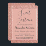 Convite Rosa Dourado Sparkle Glitter Doce Dezesseis Aniver<br><div class="desc">Rosa Dourado Sparkle Glitter Doce Dezesseis Convites de aniversário. Este convite é perfeito para a Festa de aniversário Rosa Dourada Sparkle Glitter Sweet 16 que está a tentar comemorar em Rosa Rosa Rosa Rosa Rosa Dourada.</div>