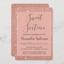 Rosa Dourado Sparkle Glitter Doce Dezesseis Aniver