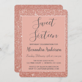 Convite Rosa Dourado Sparkle Glitter Doce Dezesseis Aniver