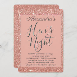 Convite Rosa Dourado Sparkle Glitter Hen's Night Party